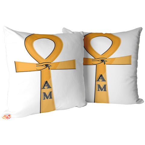 Ankh White Pillow