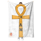 Ankh White Sherpa Blanket